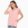 Women's Ruffle Sleeve Solid Top -White Mark - 2 of 4
