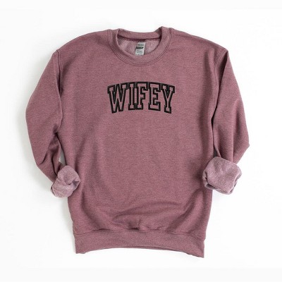 Simply Sage Market Women's Graphic Sweatshirt Embroidered Wifey Arched Varsity