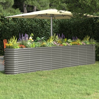 vidaXL Garden Raised Bed Grey Powder-coated steel Large Durable