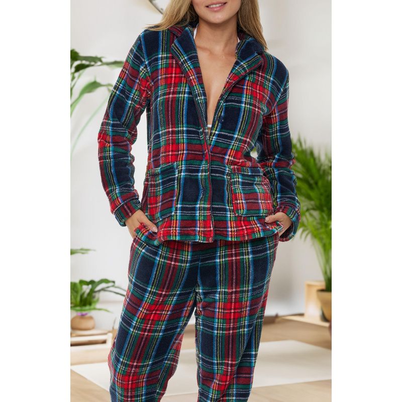 ADR Women's Soft Warm Fleece Pajamas Lounge Set, Long Sleeve Top and Pants, PJ, 6 of 8