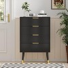 Fluted 4-Drawer Dresser - Modern Black Nightstand with Gold Handles for Bedroom & Living Room - 3 of 4