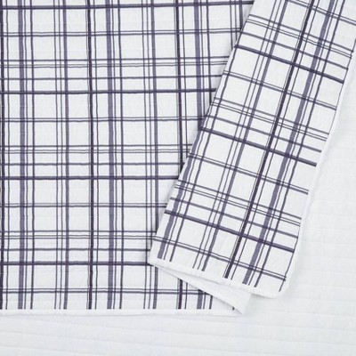 Charcoal and White Reversible Microfiber Full Quilt Set
