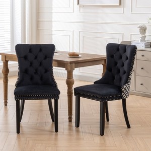 CAVINAS Velvet Dining Chairs Set of 2, Tufted Living Room Chairs with Wood Legs and Nailhead Trim, Kitchen Chairs for Dining Room - 1 of 4