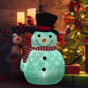 Set of 2 Christmas Lighted Snowman, 2 Ft Christmas Snowman Decorations - 1 of 4