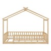 CAVINAS Twin Size Bed Frame, Wood Bed House Bed Frame with Fence, House-Shaped Floor Bed for Kids, Teens, Girls, Boys, Floor Platform Bed - 4 of 4