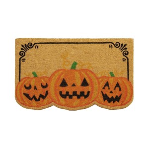 VCNY 1'6"x2'6" Three Pumpkins Halloween Outdoor Coir Doormat - 1 of 4