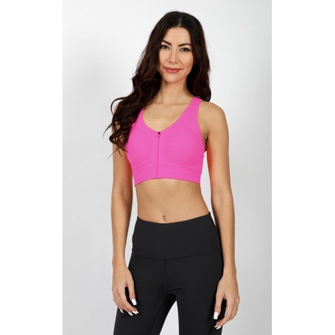 90 Degree By Reflex - Women's 2 Pack Front Zip Seamless Sports Bra -  Magenta/black - X Large : Target