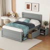 GDFStudio Elton 4 Piece Wood Storage Bedroom Furniture Sets with Headboard, Shelves, Drawer and Nightstand - 2 of 4