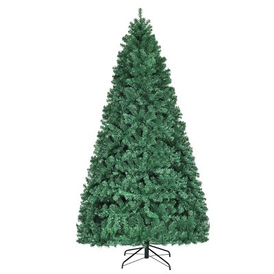 8ft Green Pre-lit PVC Artificial Christmas Tree with Metal Stand