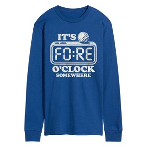 Men's - Instant Message - Golf Fore OClock Somewhere Long Sleeve Graphic T-Shirt - 1 of 4