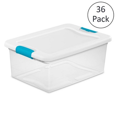 Sterilite 15 Quart Multipurpose Stackable Latching Lid Storage Box Container for Home and Office Organization, Clear (36 Pack)