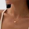 Gold Circle CZ Pendant Necklace for Women, 14K Gold Plated Twist Rope Chain - 2 of 4
