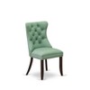East West Furniture Dallas Parsons Dining Chairs - Button Tufted Nailhead Trim Willow Green faux Leather Padded Chairs, Set of 2, Distressed Jacobean - 4 of 4