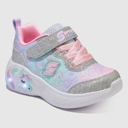 S Sport By Skechers Girls' Lilien Unicorn Print Sneakers - Gray :