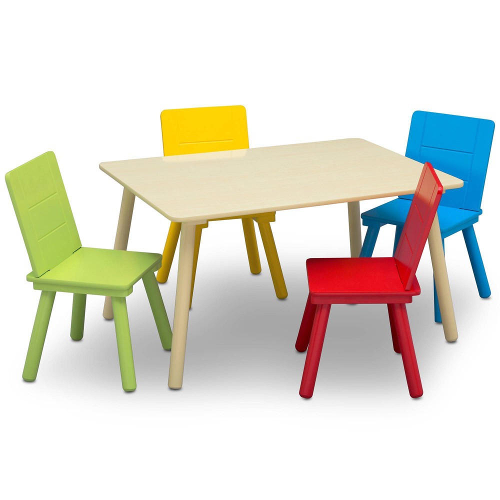 Photos - Other Furniture Delta Children Kids' Table and Chair Set 4 Chairs Included- Natural/Primar