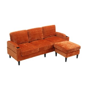 NicBex Chenille L-Shaped Sectional Sofa with Side Pocket,2 Cup Holders and Storage Ottoman for Living Room,Apartment - 1 of 4