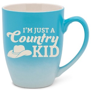 100 North Cowboy Hat 10 Ounce Blue and White Two Toned Ombre, Comfortably Fits Your Hands, Ceramic Tea Coffee Cup Mug, I'm Just A Country Kid - 1 of 1