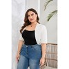 Coolmee Plus Size Shrugs for Women Cropped Cardigan Knit Short Sleeve Sweaters Open Front Bolero - 2 of 4