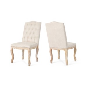 Set of 2 Delavan Traditional Upholstered Dining Chair Ivory - Christopher Knight Home