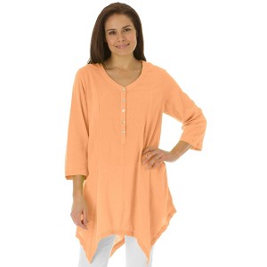 Woman Within Plus Size Handkerchief Hem Henley Tunic - 1 of 2