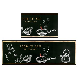 Unique Bargains Cushioned Anti-Fatigue Non-Slip Thick Long and Short Kitchen Mats 2 Pcs - 1 of 4