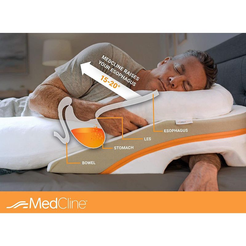 MedCline Acid Reflux and GERD Relief Bed Wedge and Body Pillow System Bundle with Extra Set of Cases, Removable Cover, Size Medium, 2 of 9