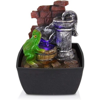SereneLife Decorative Tabletop LED Water Fountain - SLTWF54LED, Soothing Indoor/Outdoor Waterfall, Black