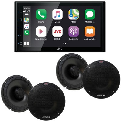 JVC KW-M560BT Digital Media Receiver 6.8" Touch Panel Compatible With Apple CarPlay & Android Auto with 2 Pairs R-S65.2 6.5" R-Series Coaxes