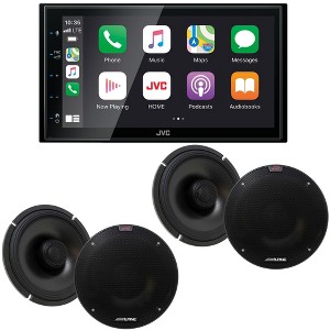 JVC KW-M560BT Digital Media Receiver 6.8" Touch Panel Compatible With Apple CarPlay & Android Auto with 2 Pairs R-S65.2 6.5" R-Series Coaxes - 1 of 4