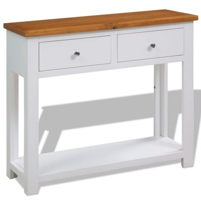 vidaXL Console Table Brown and white Solid oak, solid acacia, MDF Compact