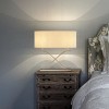 ALOADECOR 2-Light 24'' Modern Elegant Polished Nickel Minimalist Stainless Steel Table Lamp With Ivory Fabric Shade For Entryway Living Room Bedside - 4 of 4