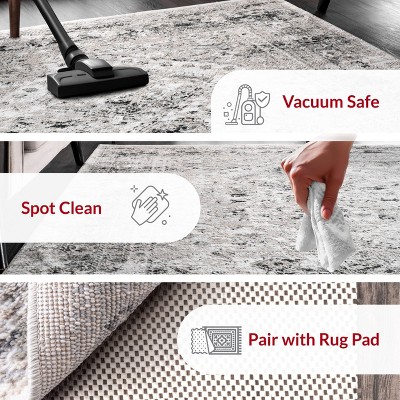 Silver Medallion Easy Care Synthetic Runner Rug, 2' 6" x 8'