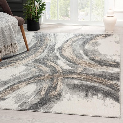 Gray Abstract Geometric Medium Pile Area Rug