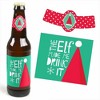 Big Dot of Happiness Elf Squad - Elf Christmas Decorations for Women and Men - 6 Beer Bottle Label Stickers and 1 Carrier - 3 of 4