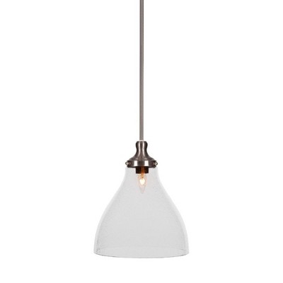 Toltec Lighting Juno 1 - Light Pendant in  Brushed Nickel with 11.75" Clear Bubble Shade