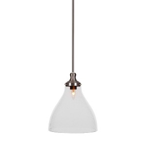 Toltec Lighting Juno 1 - Light Pendant in  Brushed Nickel with 11.75" Clear Bubble Shade - 1 of 1