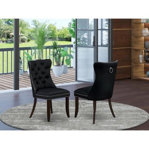 East West Furniture DAP2F23 Dallas Parson Kitchen Chairs - Button Tufted Nailhead Trim Beige Red faux Leather  Dining Chairs, Set of 2, linen white - 1 of 4
