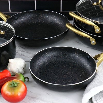 Black and Gold 12-Piece Nonstick Aluminum Cookware Set