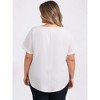 GRACE & GRANDEUR Women's Plus Size Keyhole Neck Metal Trim Folded Cuff Short Sleeve Dressy Casual Blouses - 3 of 4