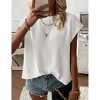 Womens Summer Cap Sleeve Tops Trendy Casual Crew Neck Knit Lightweight Sweater Pullover Top - 2 of 4