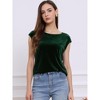 Allegra K Women's Velvet Cap Sleeve Office Casual Basic Crew Neck Blouse - 4 of 4