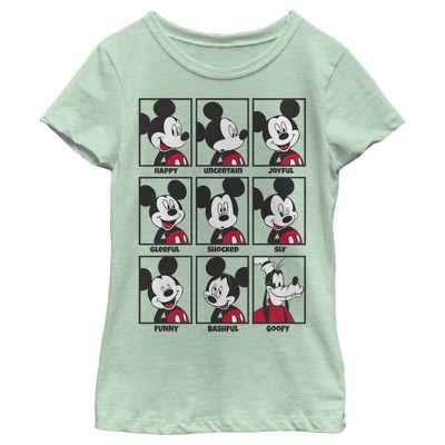 Girl's Disney Mickey Mouse All Emotions Grid T-Shirt