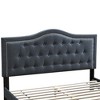 Royal Hampton Button Tufted Twin Burlap Bed with Curved Headboard, Charcoal Gray - 2 of 4