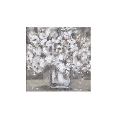 24" x 24" White Flower Vase Unframed Wall Canvas Brown - Prinz