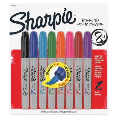 Sharpie Permanent Marker, Brush Tip, Assorted Color, set of 8