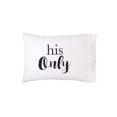 His & Hers White Cotton Standard Pillowcase Set
