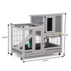 Sandinrayli Indoor Outdoor Rabbit Hutch on Wheels, Rolling Large Bunny Cage with Removable Tray, Ramp, Grey - 3 of 4