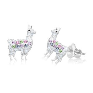 Chanteur Hypoallergenic Kids Jewelry Accessories Lama CZ White Gold Palladium Plating Stud Earrings Surgical Titanium Posts - 1 of 1