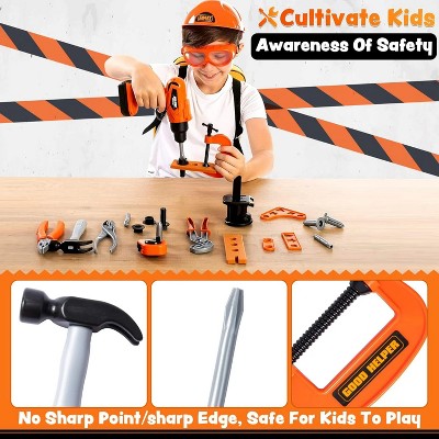 32-Piece Orange and Gray Kids Tool Set with Backpack