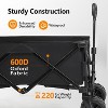 VINGLI Collapsible Wagons Carts, Heavy Duty Foldable Utility Garden Grocery Shopping Cart with Big All-Terrain Beach Wheels & Drink Holders, Black - 4 of 4
